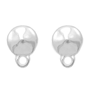 Onderdelen DQ metaal earpin rond met oog Antiek zilver (nikkelvrij)