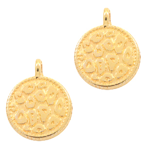 Bedels DQ metaal luipaard print 12mm Goud (nikkelvrij)