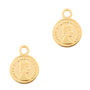 Bedels DQ metaal muntje 8mm Goud (nikkelvrij)