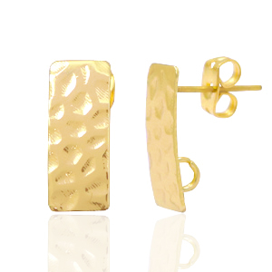 Onderdelen DQ metaal earpin rechthoek met oogje Goud (nikkelvrij)