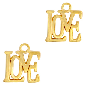 Bedels DQ metaal "love" Goud (nikkelvrij)