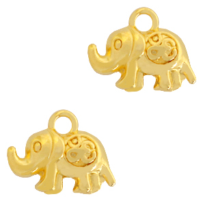 Bedels DQ metaal olifant met Ohm teken Goud (nikkelvrij)