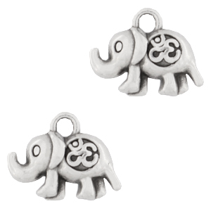 Bedels DQ metaal olifant met Ohm teken Antiek zilver (nikkelvrij)