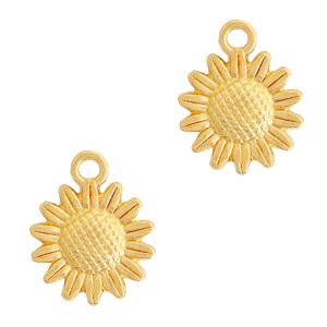 Bedels DQ metaal zonnebloem 15mm Goud (nikkelvrij)