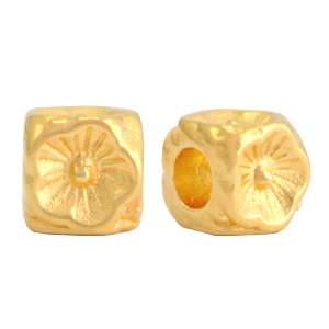 Kralen DQ metaal bloem cube 5mm Goud (nikkelvrij)