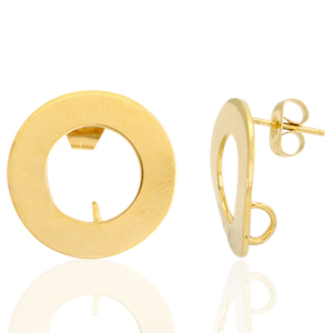 Roestvrij stalen (RVS) Stainless steel oorbellen / oorstekers 18mm met oogje Goud