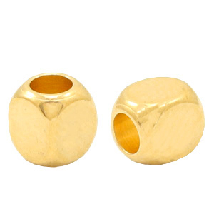 Kralen DQ metaal cube 2.5mm Goud (nikkelvrij)