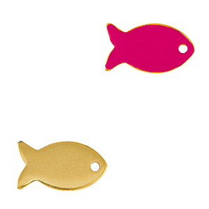 Bedels DQ metaal vis Goud-neon fuchsia pink (nikkelvrij)
