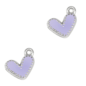 Bedels DQ metaal hart Antiek zilver-lavender purple (nikkelvrij)