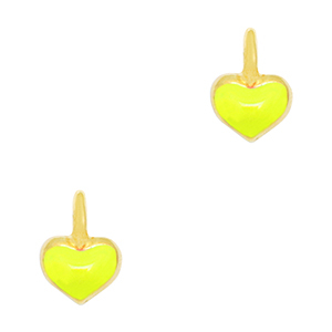 Bedels DQ metaal hart Goud-neon yellow (nikkelvrij)