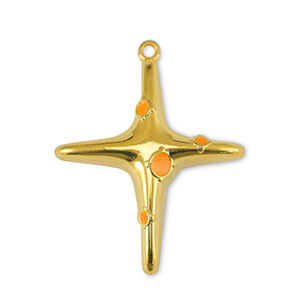 Bedels DQ metaal kruis Orange-Goud (nikkelvrij)