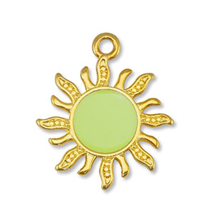 Bedels DQ metaal zon Lime Yellow-Goud (nikkelvrij)