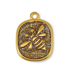 Bedels DQ metaal bij Glitter Topaz-Goud (nikkelvrij)