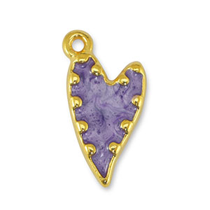 Bedels DQ metaal hart Pearl Purple-Goud (nikkelvrij)
