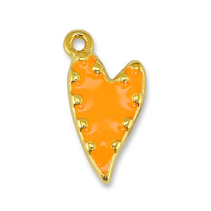 Bedels DQ metaal hart Orange-Goud (nikkelvrij)