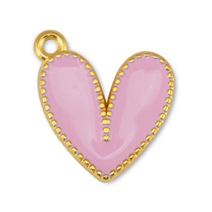 Bedels DQ metaal hart Light Pink-Goud (nikkelvrij)