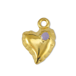 Bedels DQ metaal hart Lilac-Goud (nikkelvrij)