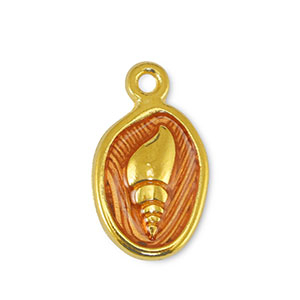 Bedels DQ metaal schelp Transparant Orange-Goud (nikkelvrij)