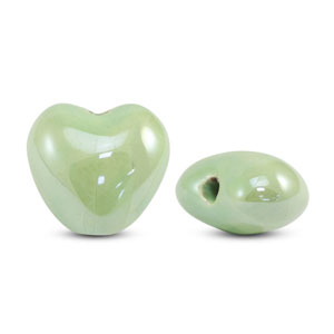 DQ Grieks keramiek kralen hart Light green