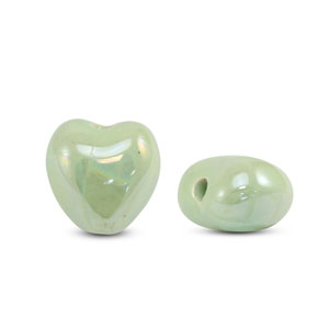 DQ Grieks keramiek kralen hart Light green
