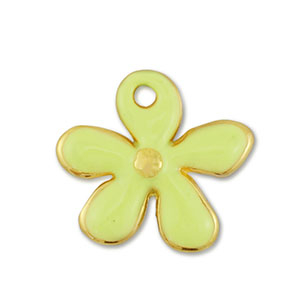 Bedels DQ metaal bloem Goud-lime yellow (nikkelvrij)