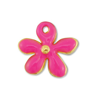 Bedels DQ metaal bloem Goud-fuchsia (nikkelvrij)