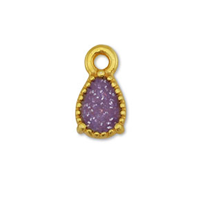 Bedels DQ metaal druppel Goud-glitter purple (nikkelvrij)