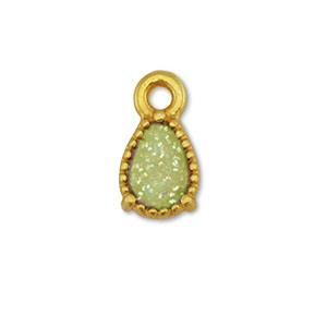 Bedels DQ metaal druppel Goud-glitter light green (nikkelvrij)