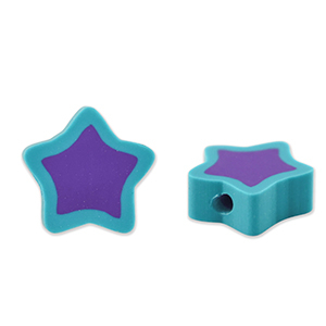 Polymeer kralen ster Purple-turquoise blue