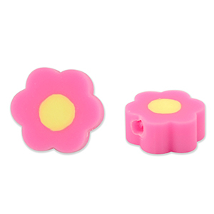 Polymeer kralen bloem Pink-yellow