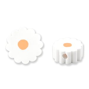 Polymeer kralen bloem White-orange