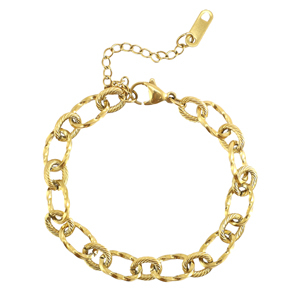 Roestvrij stalen (RVS) Stainless steel schakelarmbanden twisted Gold