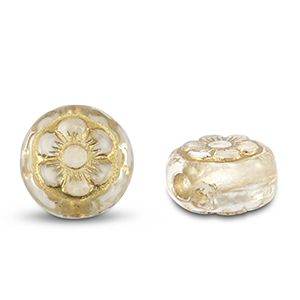 Acryl kralen rond met bloem Transparent-gold