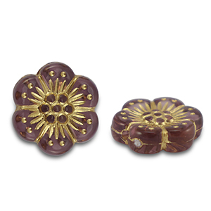 Acryl kralen bloem Mauve-taupe-gold