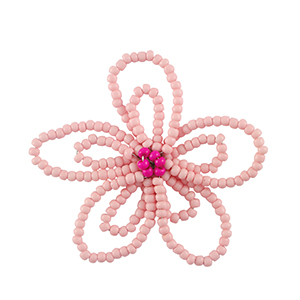 Roestvrij stalen (RVS) Stainless steel bedels bloem Light pink