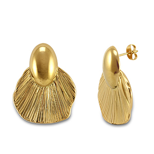 Roestvrij stalen (RVS) Stainless steel oorbellen / oorstekers Gold