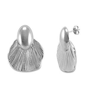 Roestvrij stalen (RVS) Stainless steel oorbellen / oorstekers Silver