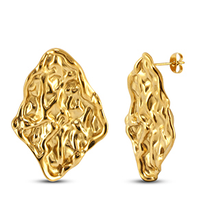 Roestvrij stalen (RVS) Stainless steel oorbellen / oorstekers irregular Gold