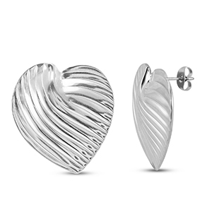 Roestvrij stalen (RVS) Stainless steel oorbellen / oorstekers hart Silver