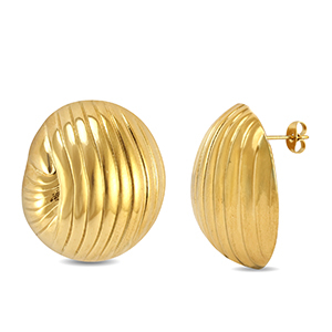 Roestvrij stalen (RVS) Stainless steel oorbellen / oorstekers Gold