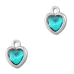 Hangers van Crystal glas hart Aquamarine blue-silver