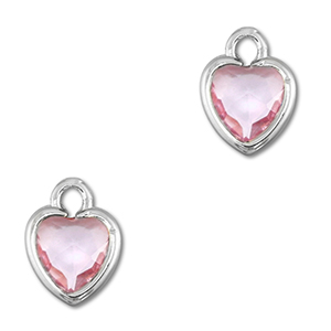 Hangers van Crystal glas hart Light pink-silver