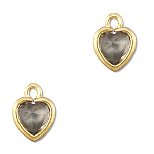 Hangers van Crystal glas hart Light grey-gold