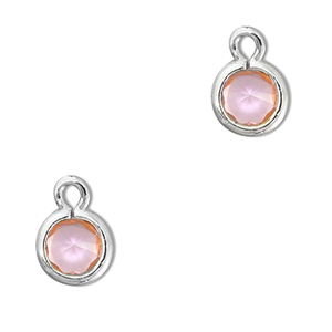 Hangers van Crystal glas rond Light pink-silver