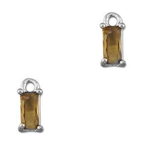 Hangers van Crystal glas rechthoek Orange brown-silver
