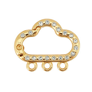 Gekleurde onderdelen sleutelhanger wolk met 3 ogen Gold