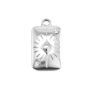 BY31&reg; Roestvrij stalen (RVS) Stainless steel bedels kaart ruit Silver