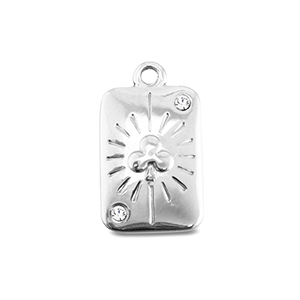BY31&reg; Roestvrij stalen (RVS) Stainless steel bedels kaart klaver Silver