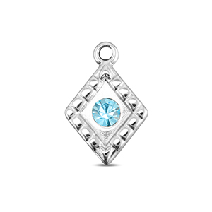 BY31&reg; Roestvrij stalen (RVS) Stainless steel bedels ruit Silver-aqua