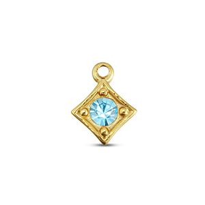 BY31&reg; Roestvrij stalen (RVS) Stainless steel bedels ruit Gold-aqua